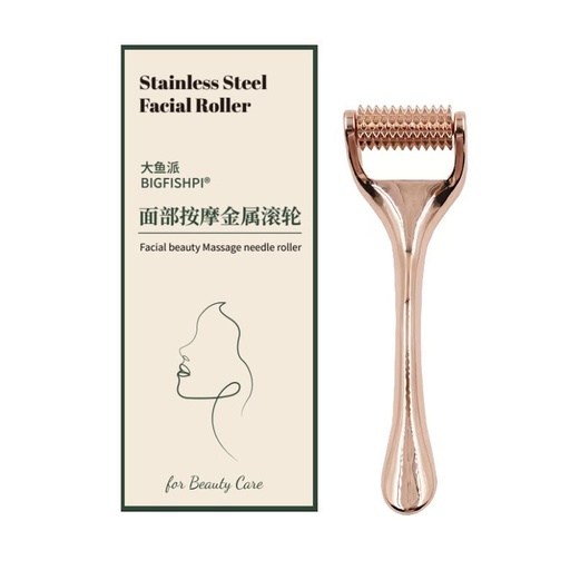 A-CYBERTCM Metal multi-functional ear point probe pen Beauty rolling needle (rose gold)